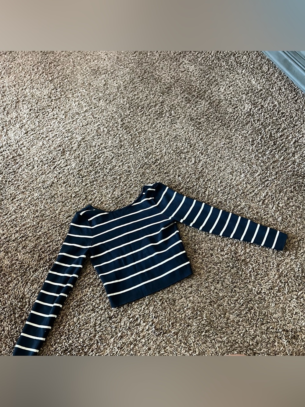 Zara Navy and White Striped Knit Top